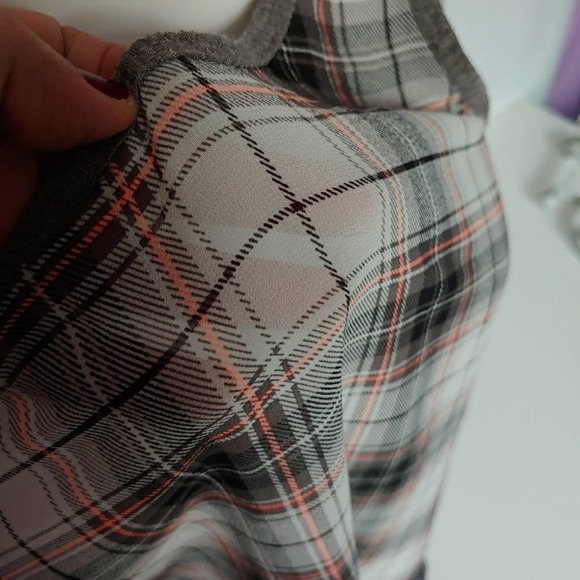 MUDD Gray Plaid Lightweight Tunic Tank Top Sz M - Picture 4 of 8